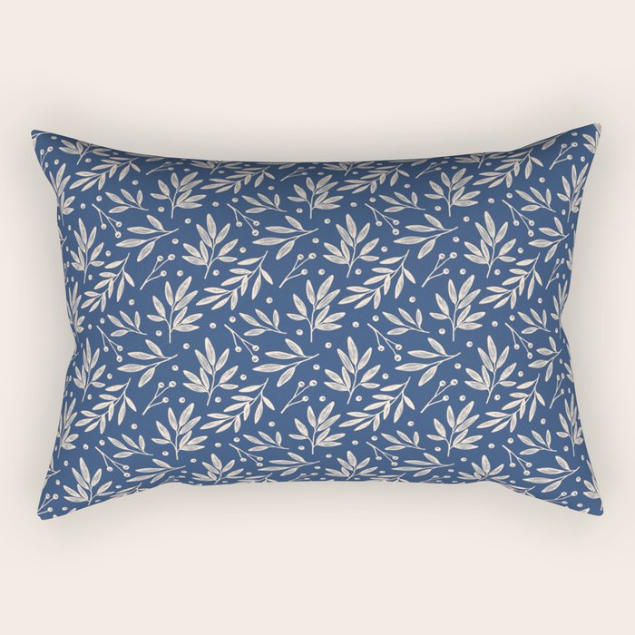 Botanic Pattern - Navy Rectangular Pillow Gallery Image 1