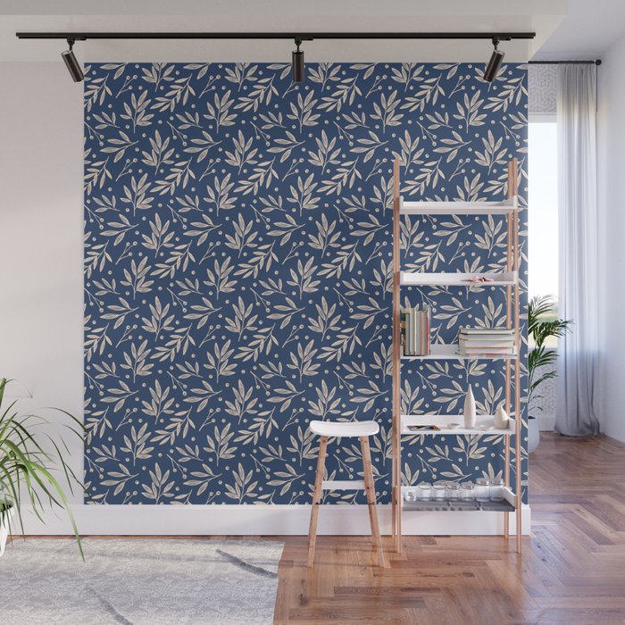 Botanic Pattern - Navy Wall Mural Gallery Image 1