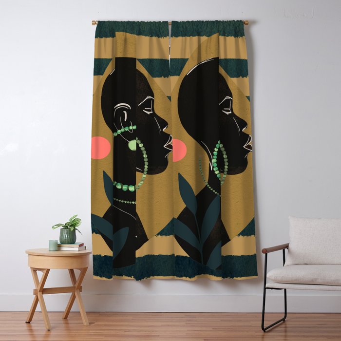 Abstract Art Tropical Girl Window Curtain Gallery Image 5