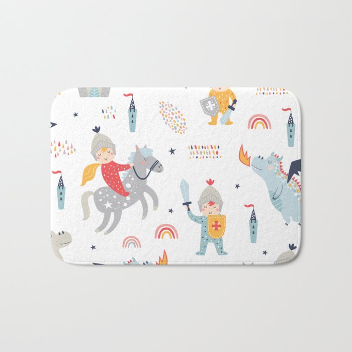 Magical Knight, Dragon & Castle Bath Mat Gallery Image 1