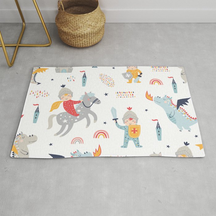 Magical Knight, Dragon & Castle Rug Gallery Image 1