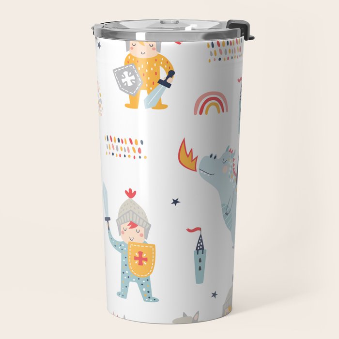 Magical Knight, Dragon & Castle Travel Mug Gallery Image 2