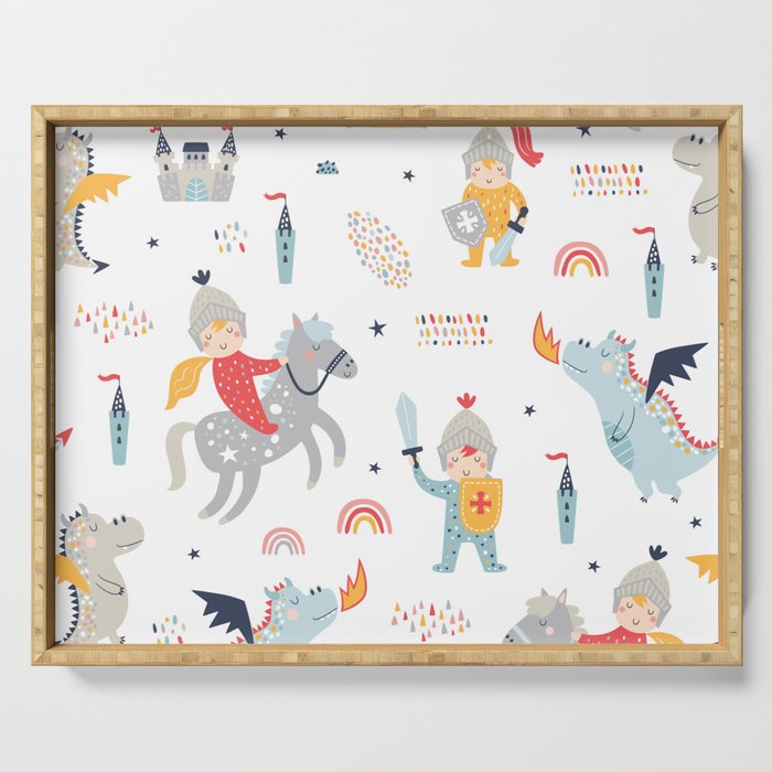 Magical Knight, Dragon & Castle Serving Tray Gallery Image 1