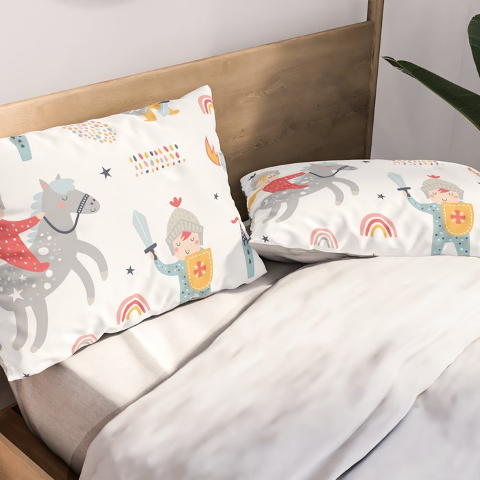 Magical Knight, Dragon & Castle Pillow Sham Gallery Image 2