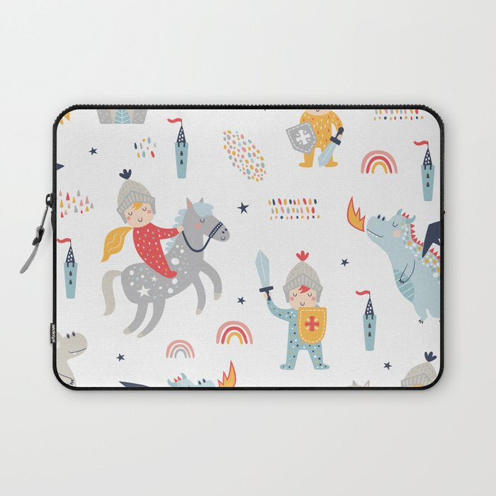 Magical Knight, Dragon & Castle Laptop Sleeve Gallery Image 1