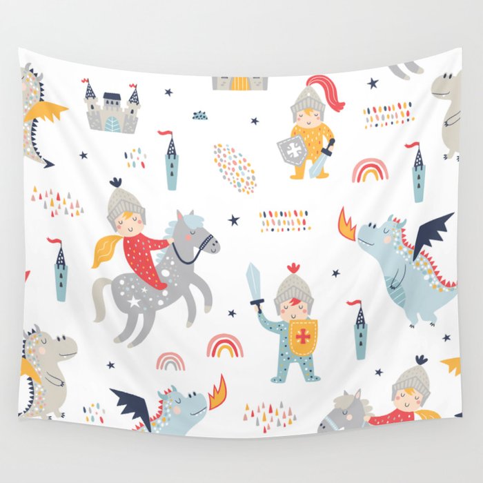 Magical Knight, Dragon & Castle Wall Tapestry Gallery Image 4