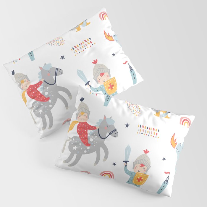 Magical Knight, Dragon & Castle Pillow Sham Gallery Image 3