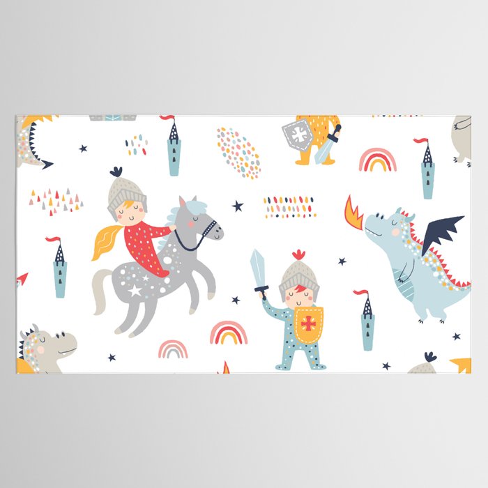 Magical Knight, Dragon & Castle Tablecloth Gallery Image 2