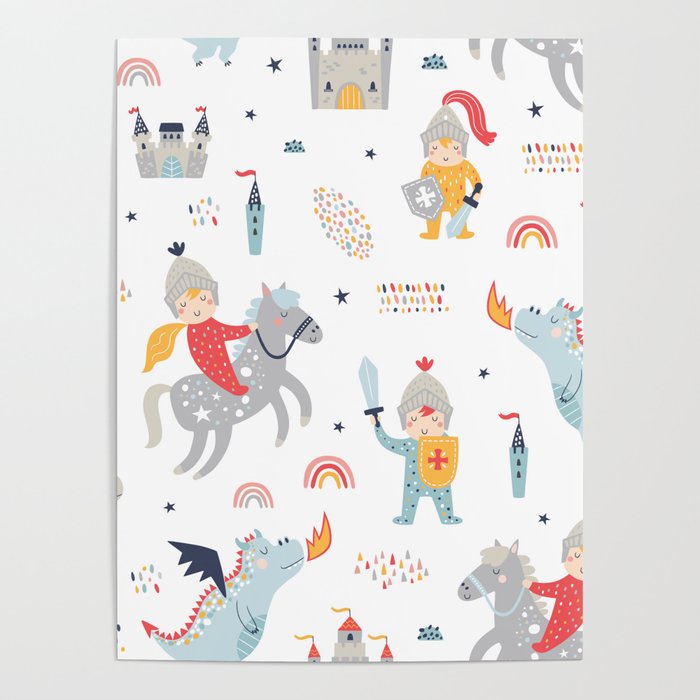 Magical Knight, Dragon & Castle Poster Gallery Image 1