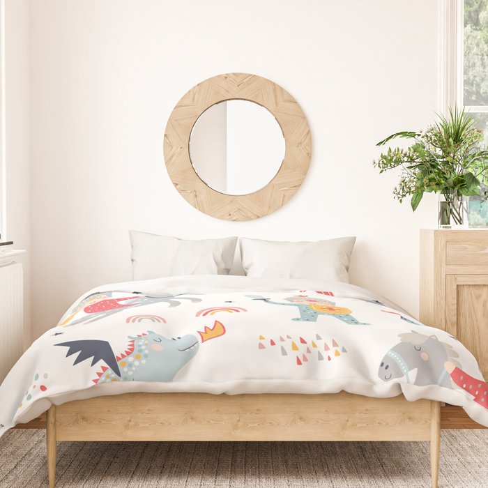 Magical Knight, Dragon & Castle Duvet Cover Gallery Image 3