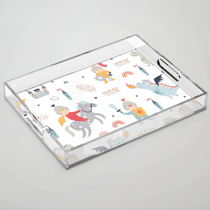 Magical Knight, Dragon & Castle Acrylic Tray Gallery Image 1