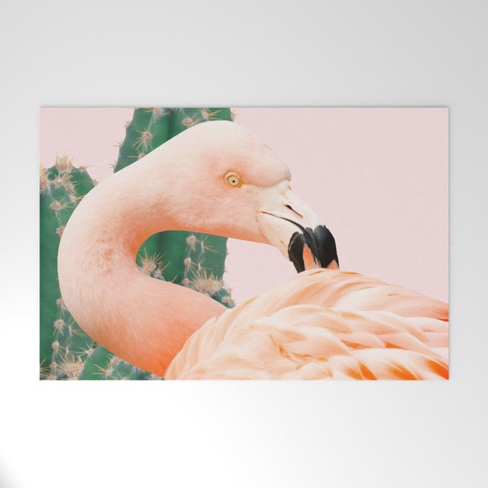 Flamingo & Cactus #society6 #decor #buyart Welcome Mat Gallery Image 1