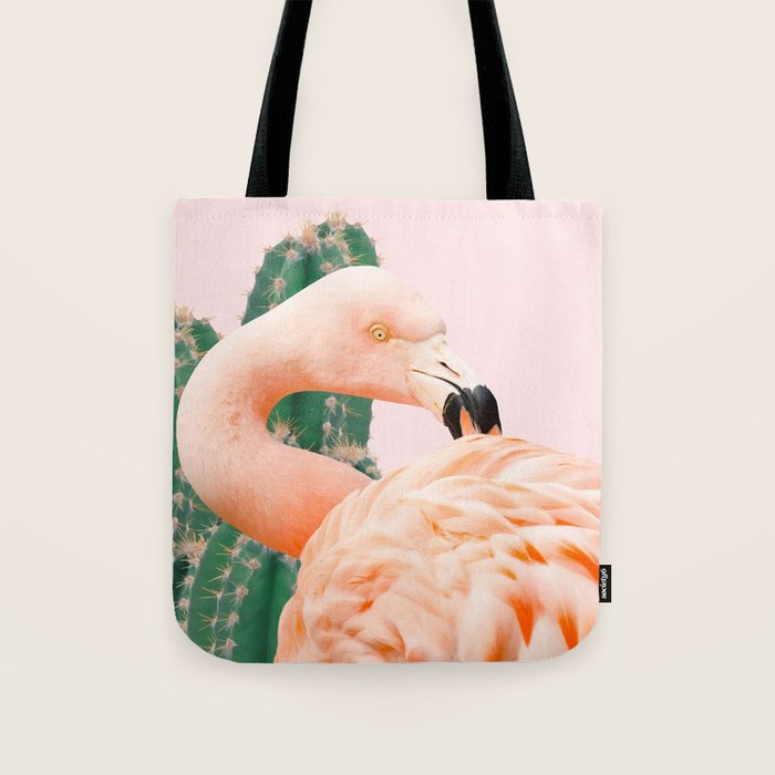 Flamingo & Cactus #society6 #decor #buyart Tote Bag Gallery Image 1