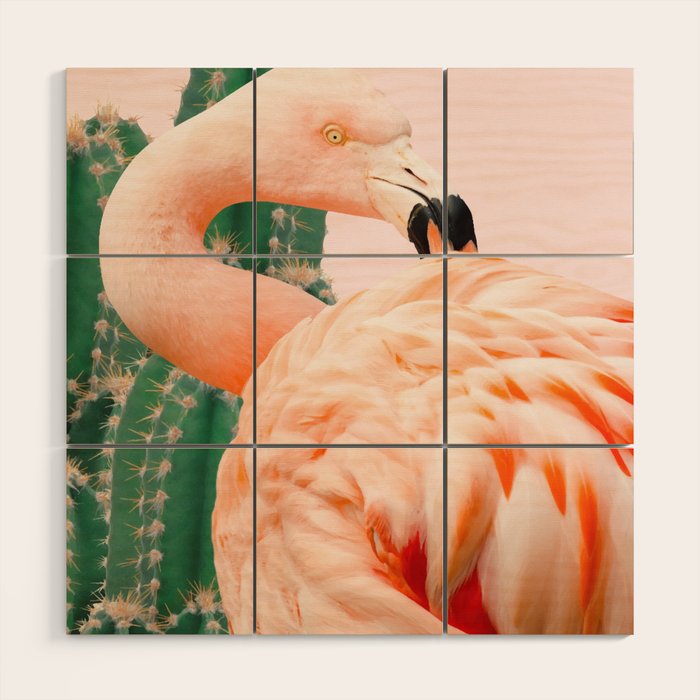 Flamingo & Cactus #society6 #decor #buyart Wood Wall Art Gallery Image 1