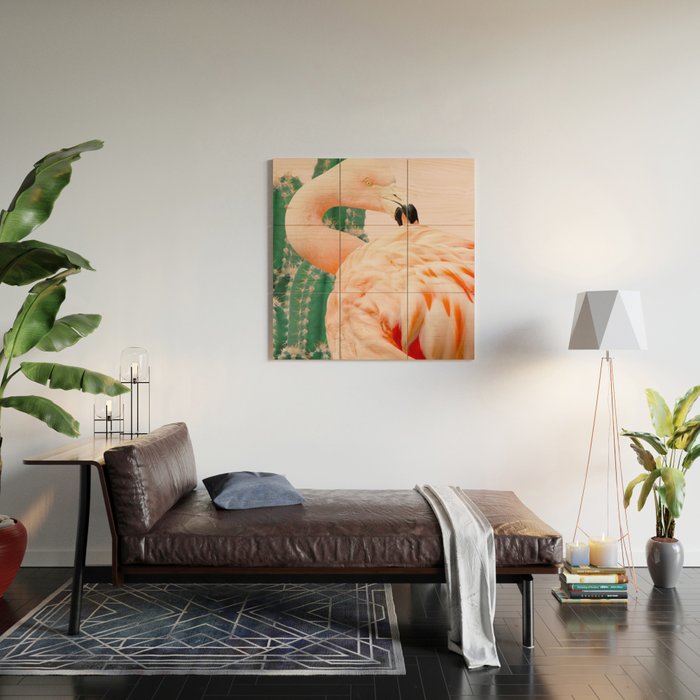 Flamingo & Cactus #society6 #decor #buyart Wood Wall Art Gallery Image 2