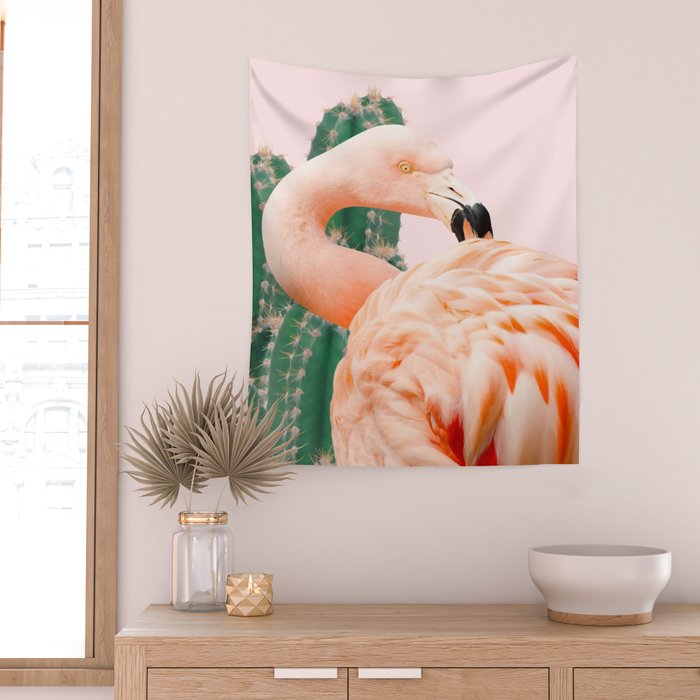 Flamingo & Cactus #society6 #decor #buyart Wall Tapestry Gallery Image 2