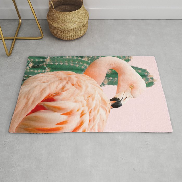 Flamingo & Cactus #society6 #decor #buyart Rug Gallery Image 1
