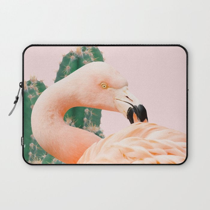 Flamingo & Cactus #society6 #decor #buyart Laptop Sleeve Gallery Image 1