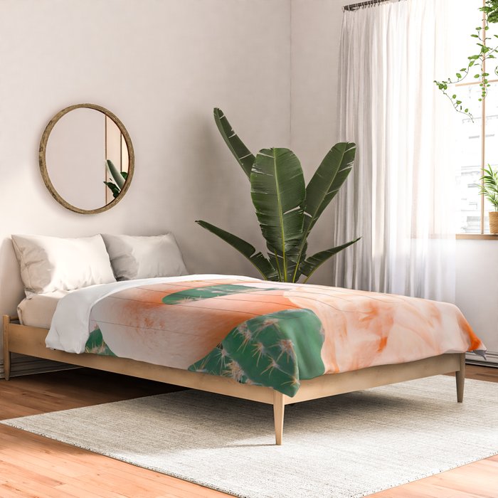 Flamingo & Cactus #society6 #decor #buyart Comforter Gallery Image 2