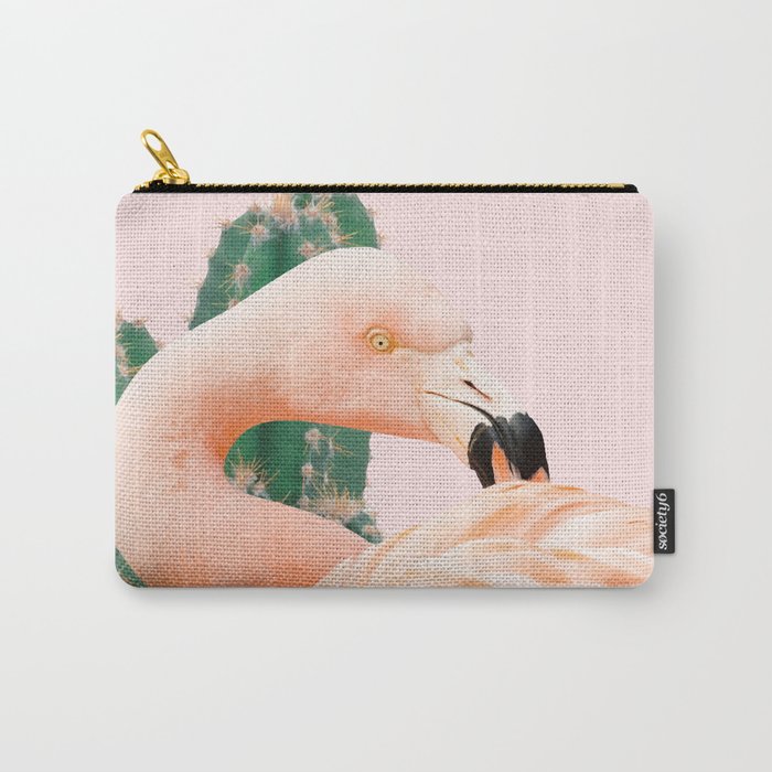 Flamingo & Cactus #society6 #decor #buyart Carry All Pouch Gallery Image 1