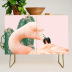Flamingo & Cactus #society6 #decor #buyart Credenza Gallery Image 1