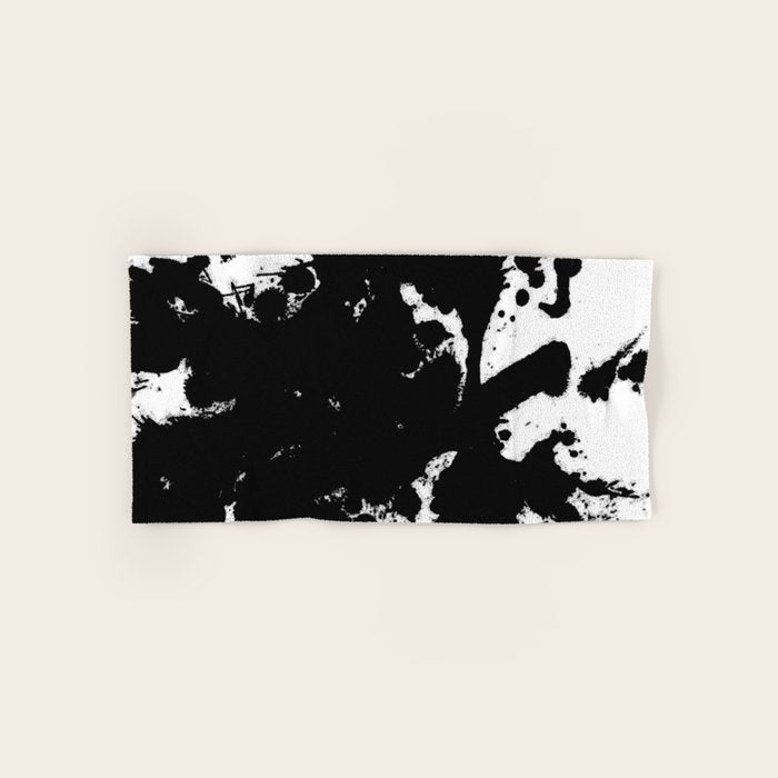 Black and white splat - Abstract, black paint splatter painting Bath Towel Gallery Image 1