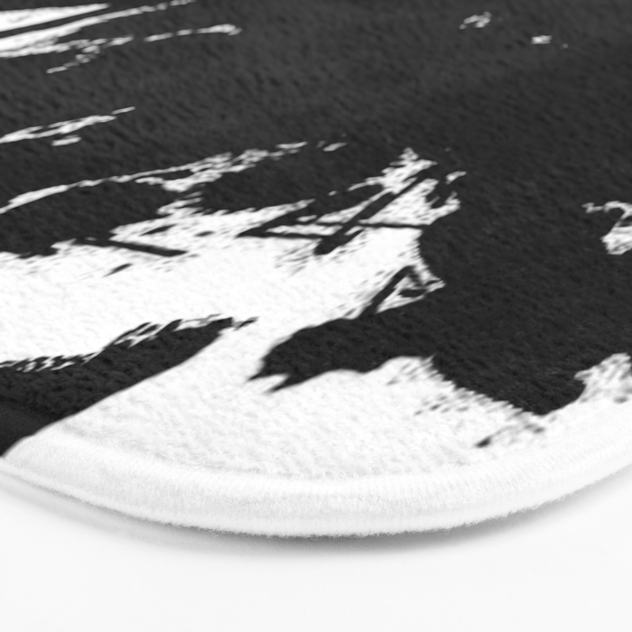 Black and white splat - Abstract, black paint splatter painting Bath Mat Gallery Image 3