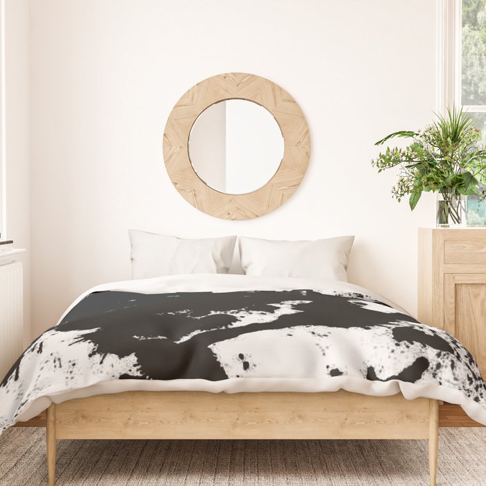 Black and white splat - Abstract, black paint splatter painting Duvet Cover Gallery Image 3