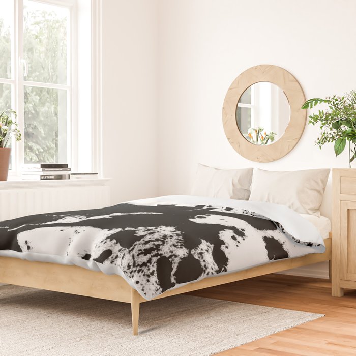 Black and white splat - Abstract, black paint splatter painting Duvet Cover Gallery Image 2