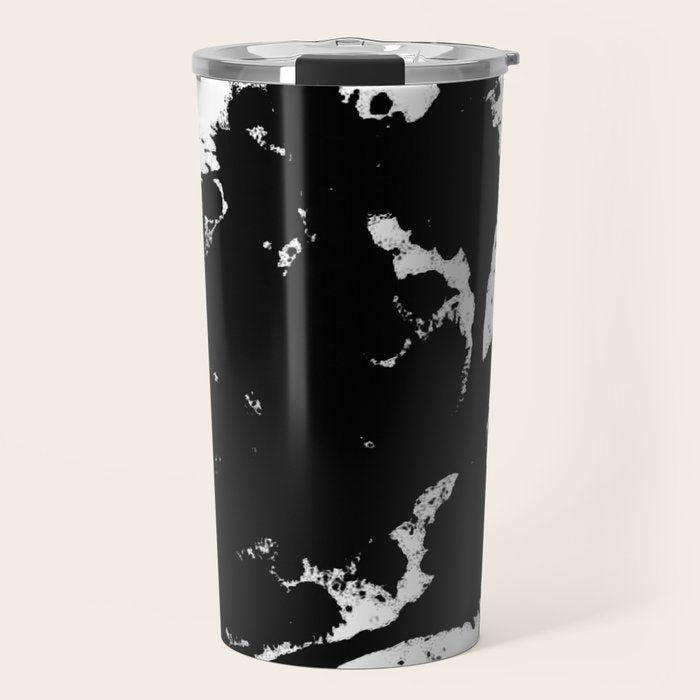 Black and white splat - Abstract, black paint splatter painting Travel Mug Gallery Image 1