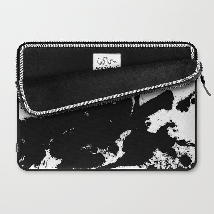 Black and white splat - Abstract, black paint splatter painting Laptop Sleeve Gallery Image 2