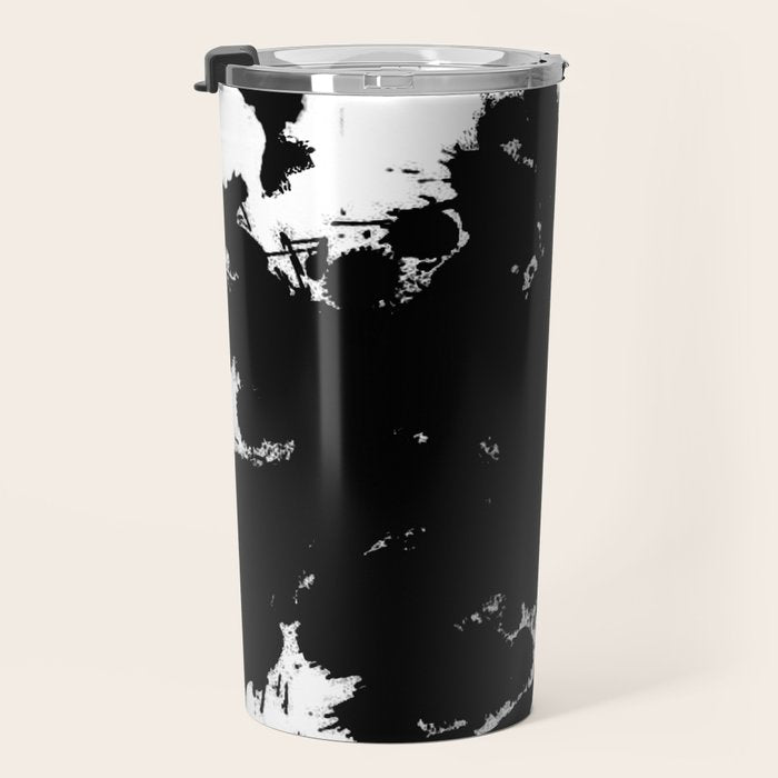 Black and white splat - Abstract, black paint splatter painting Travel Mug Gallery Image 3