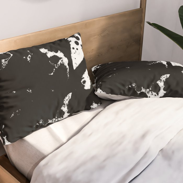 Black and white splat - Abstract, black paint splatter painting Pillow Sham Gallery Image 2