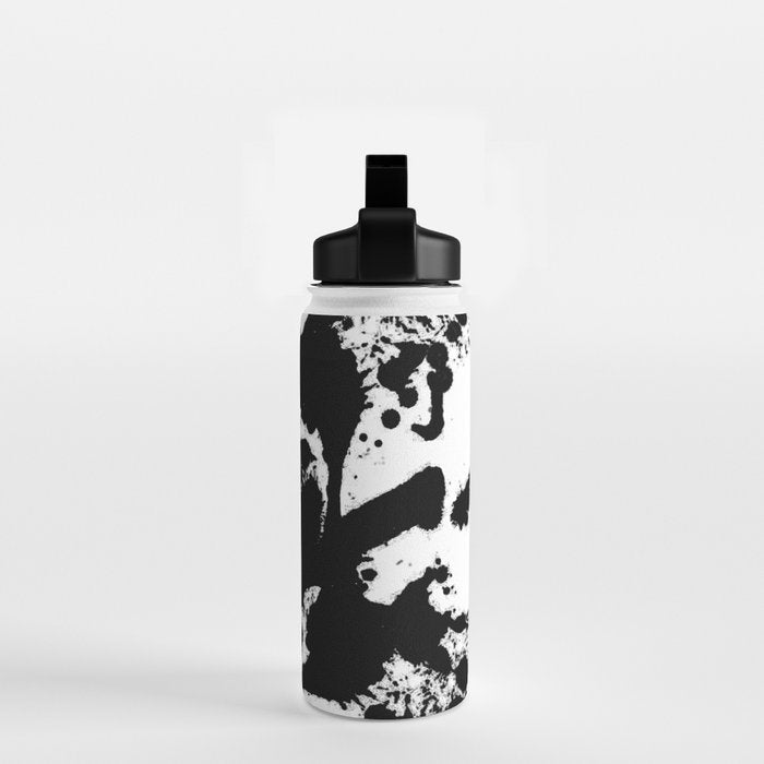 Black and white splat - Abstract, black paint splatter painting Water Bottle Gallery Image 2