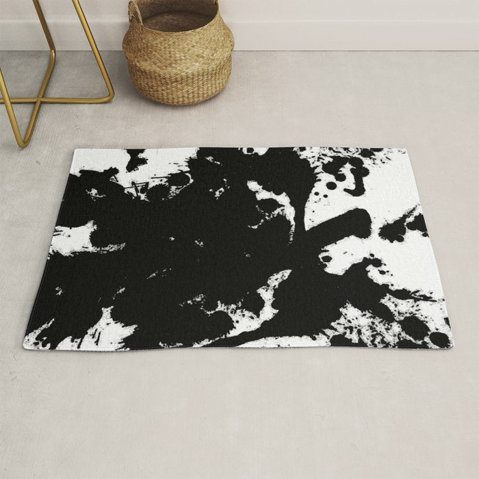 Black and white splat - Abstract, black paint splatter painting Rug Gallery Image 1