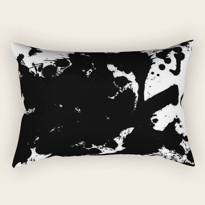 Black and white splat - Abstract, black paint splatter painting Rectangular Pillow Gallery Image 2