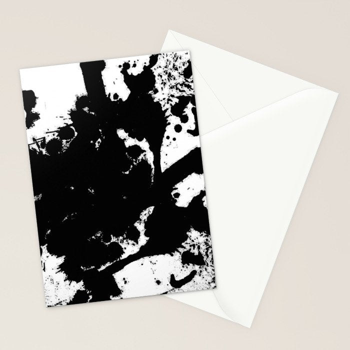 Black and white splat - Abstract, black paint splatter painting Stationery Card Gallery Image 2