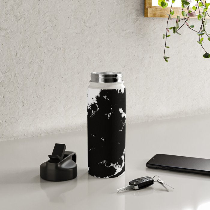 Black and white splat - Abstract, black paint splatter painting Water Bottle Gallery Image 4