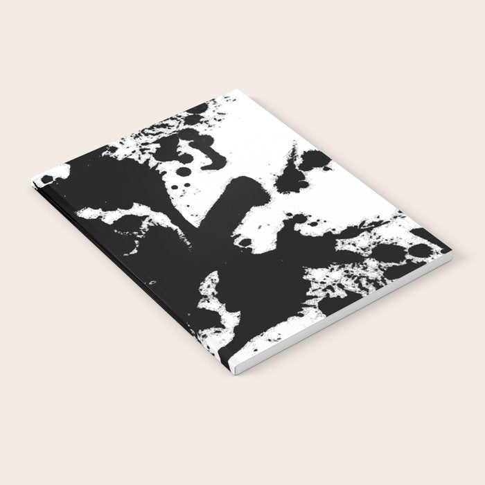 Black and white splat - Abstract, black paint splatter painting Notebook Gallery Image 2