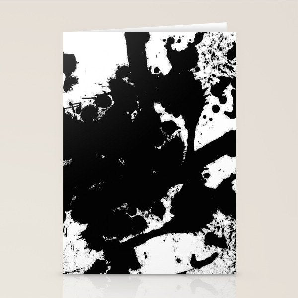 Black and white splat - Abstract, black paint splatter painting Stationery Card Gallery Image 2