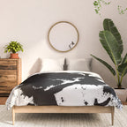 Black and white splat - Abstract, black paint splatter painting Comforter Gallery Image 3