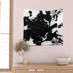 Black and white splat - Abstract, black paint splatter painting Wall Tapestry Gallery Image 2