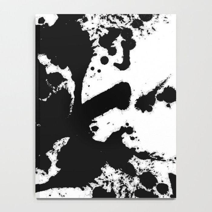 Black and white splat - Abstract, black paint splatter painting Notebook Gallery Image 4