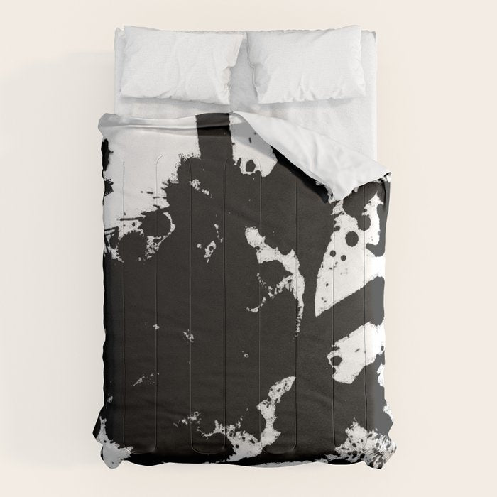 Black and white splat - Abstract, black paint splatter painting Comforter Gallery Image 6