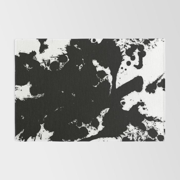 Black and white splat - Abstract, black paint splatter painting Rug Gallery Image 2
