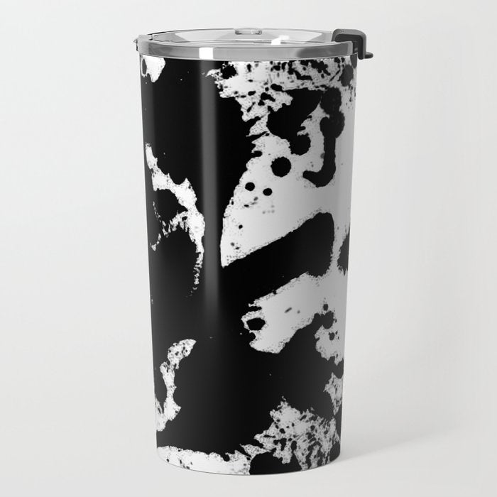 Black and white splat - Abstract, black paint splatter painting Travel Mug Gallery Image 2