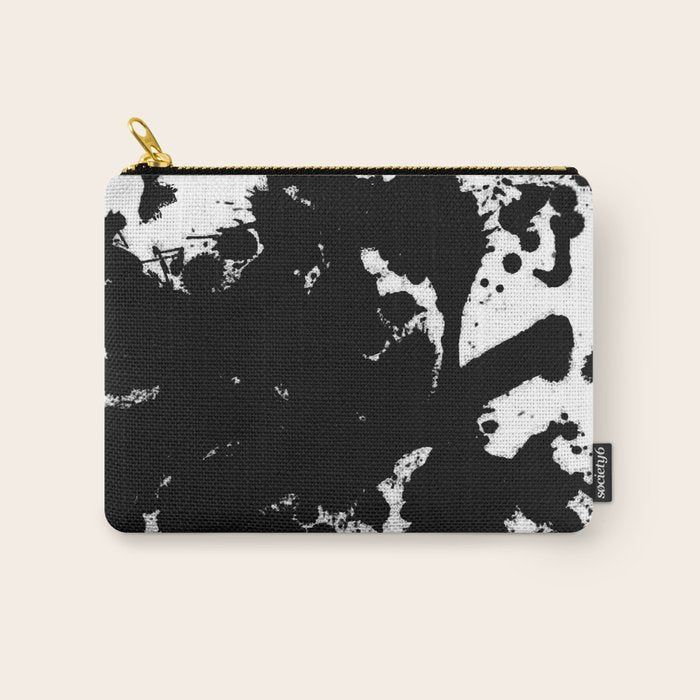 Black and white splat - Abstract, black paint splatter painting Carry All Pouch Gallery Image 1