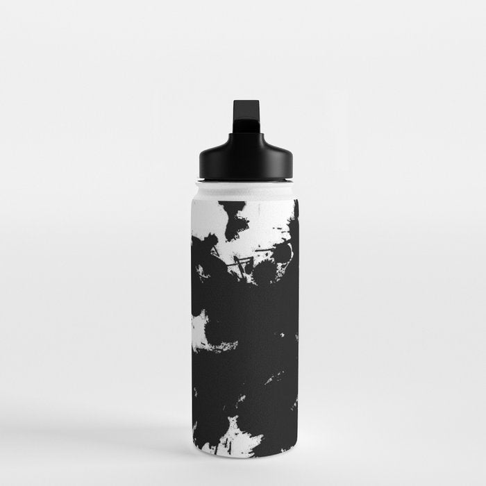 Black and white splat - Abstract, black paint splatter painting Water Bottle Gallery Image 3