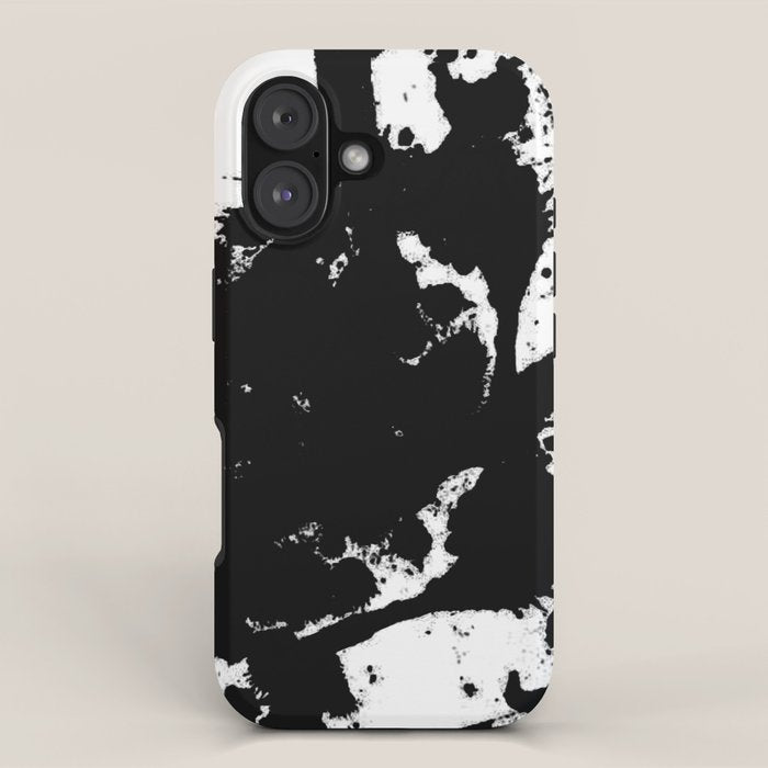 Black and white splat - Abstract, black paint splatter painting iPhone Case Gallery Image 1