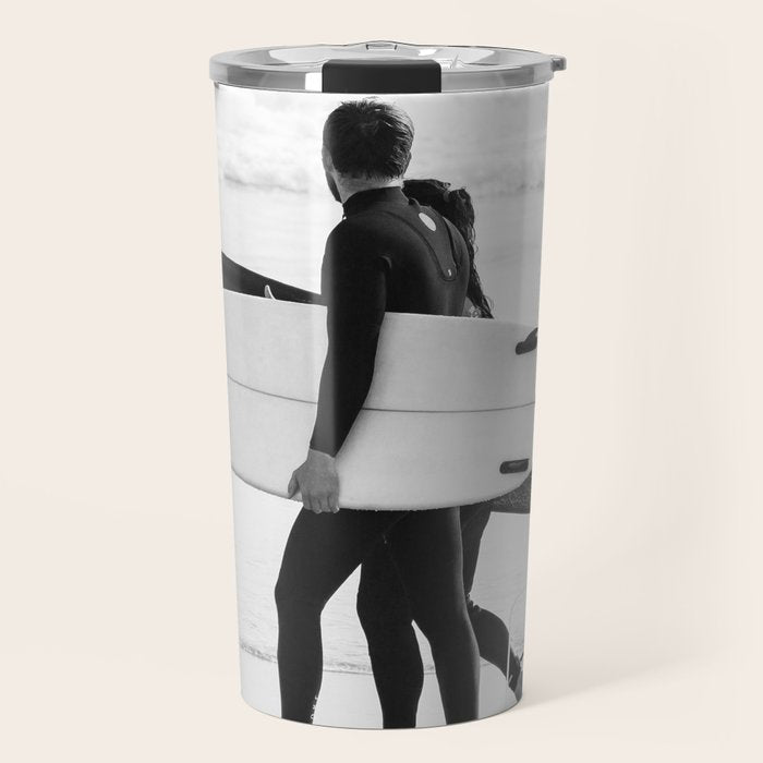 Cool BW Surf Photography Travel Mug Gallery Image 1